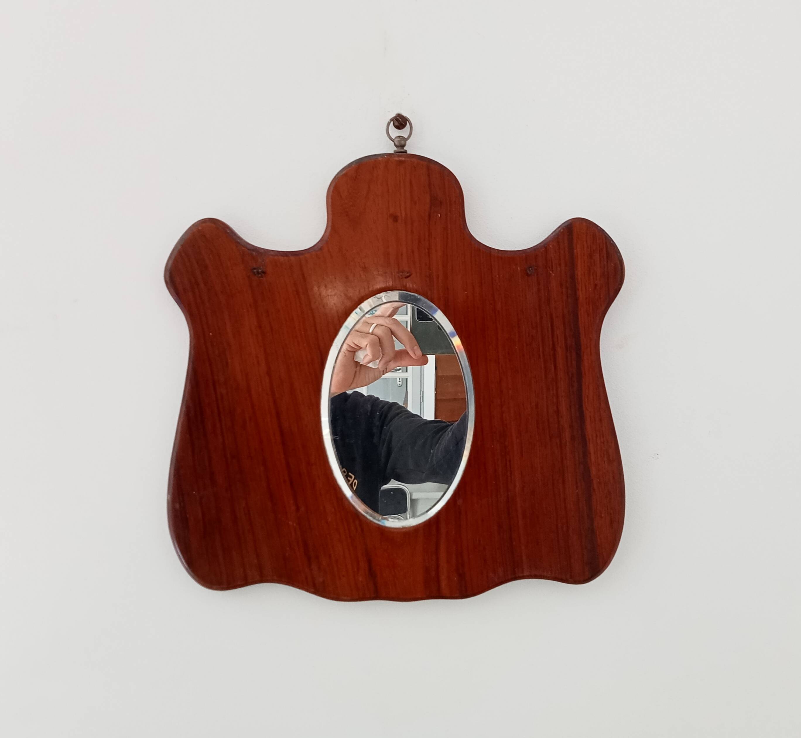 Small vintage free-form beveled mirror from the 60s