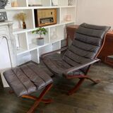 armchair & “flex” model ottoman by Ingmar Relling dark brown - 70s