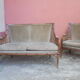 Rattan cane sofa and armchair circa 1970
