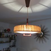Suspension Temde en sisal et teck vers 1960