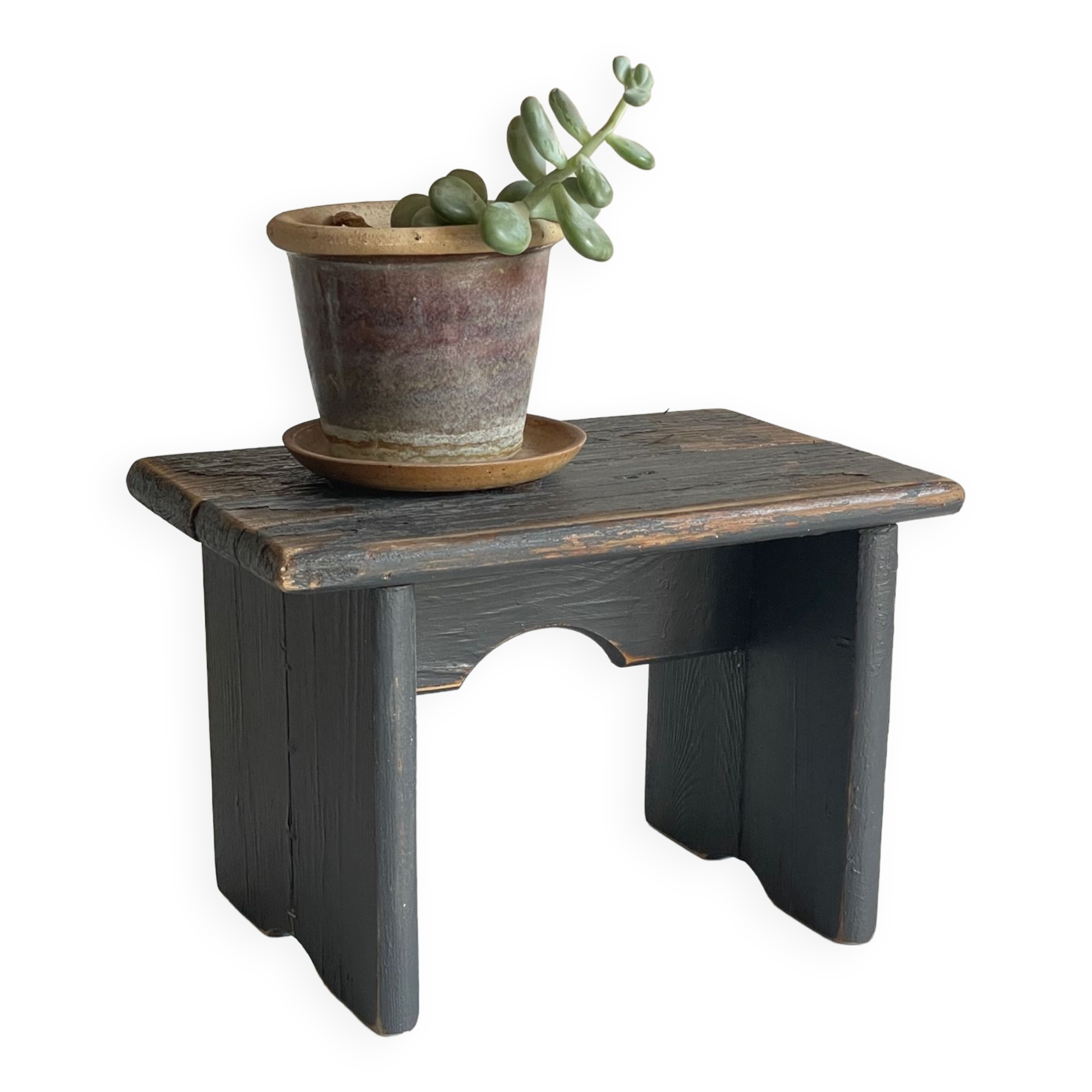 Vintage patinated grey stool