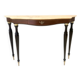 Canaletto Walnut and Beech Console with a Marble Top attr. to Paolo Buffa