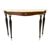 Canaletto Walnut and Beech Console with a Marble Top attr. to Paolo Buffa