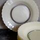 Eight hollow plates Duralex painted glass 60s