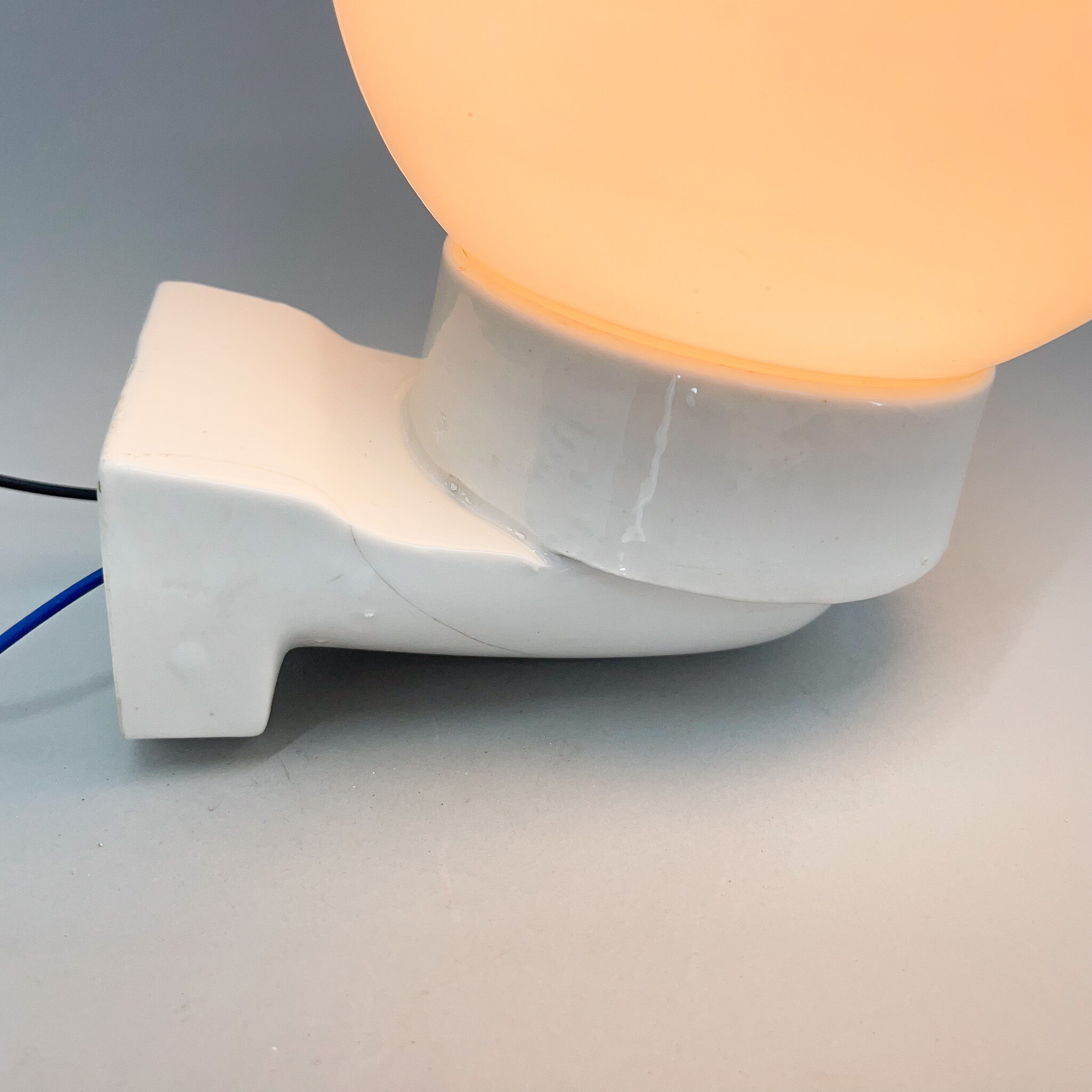1950's Ceramic & Opaline Glass Wall Lamp, Czechoslovakia