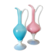 Pair of ewers in pink and blue opaline