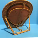 Old vintage wicker rattan mirror