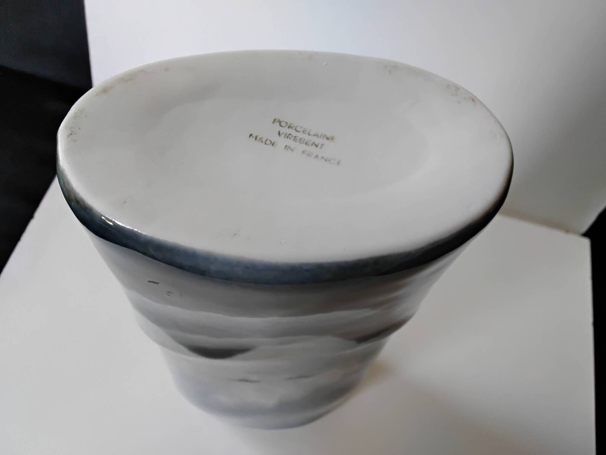 Vase Virebent in porcelain by Claire Debril, 1970s.