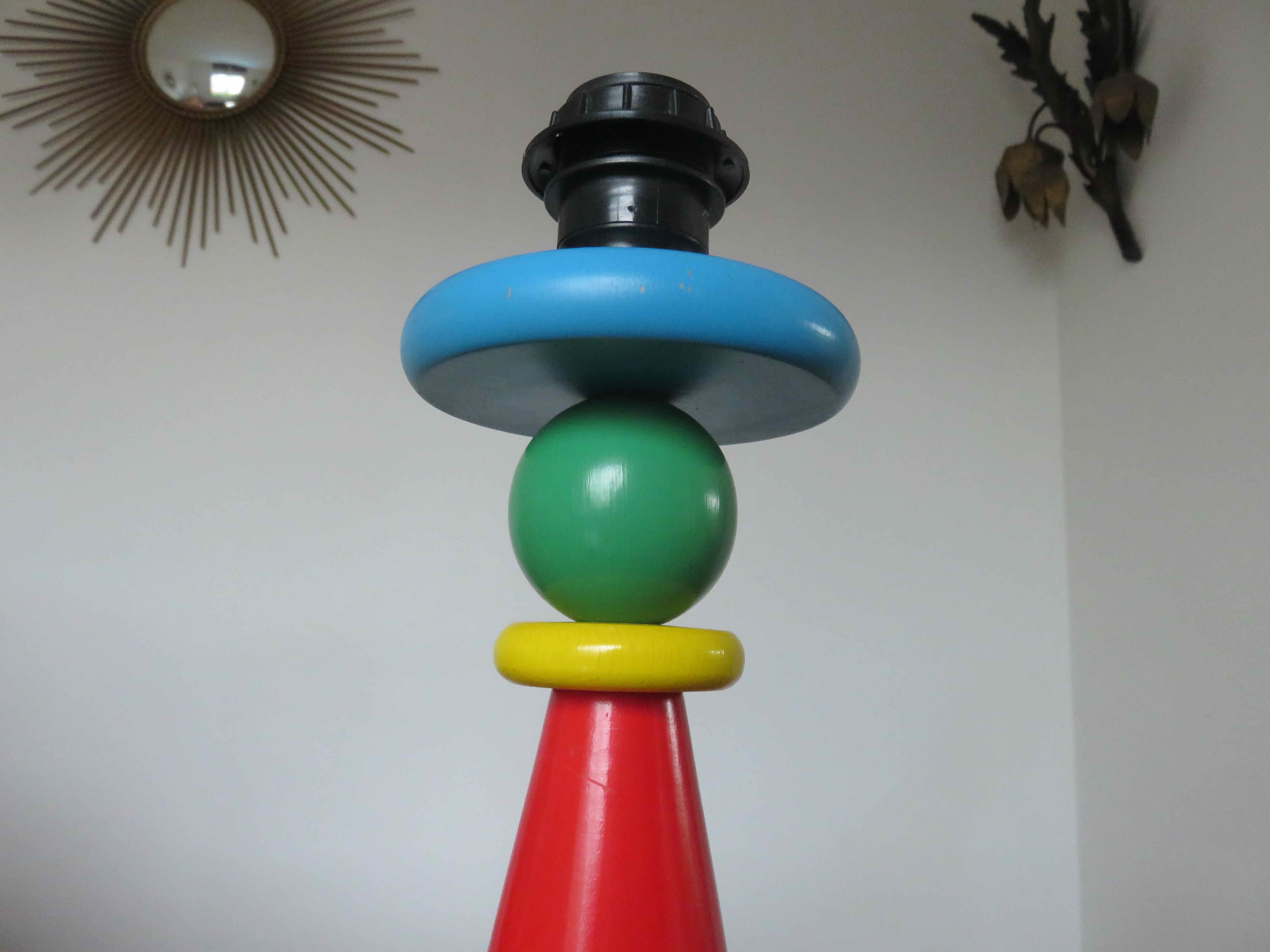 Wooden lamp " primary colors " 80s