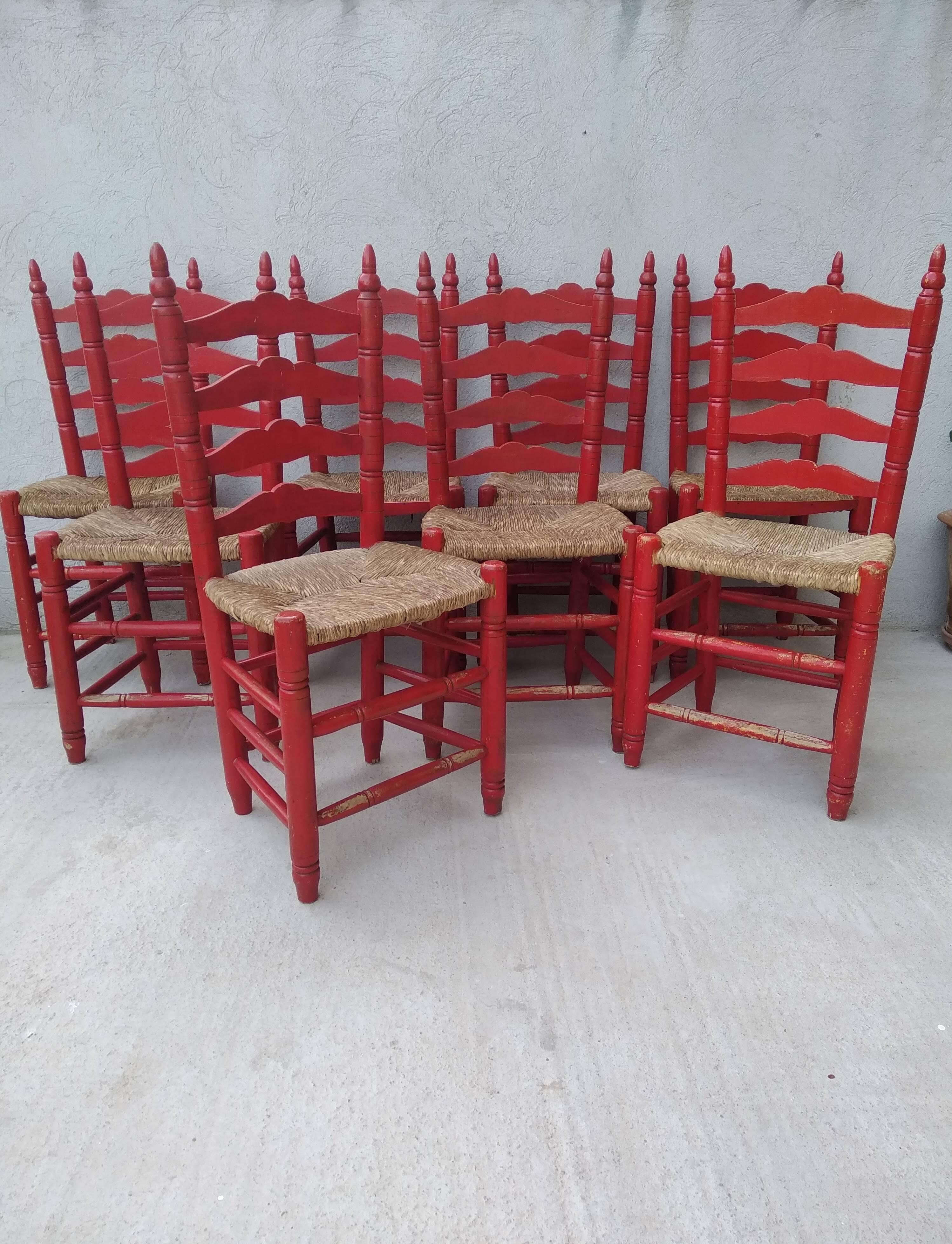 6 chaises paillées Vintage