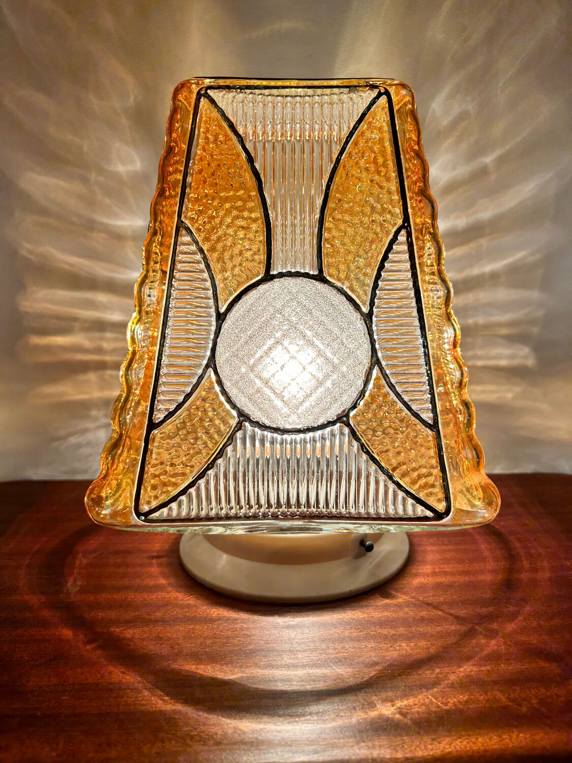 Globe glass chandelier or lamp 60s