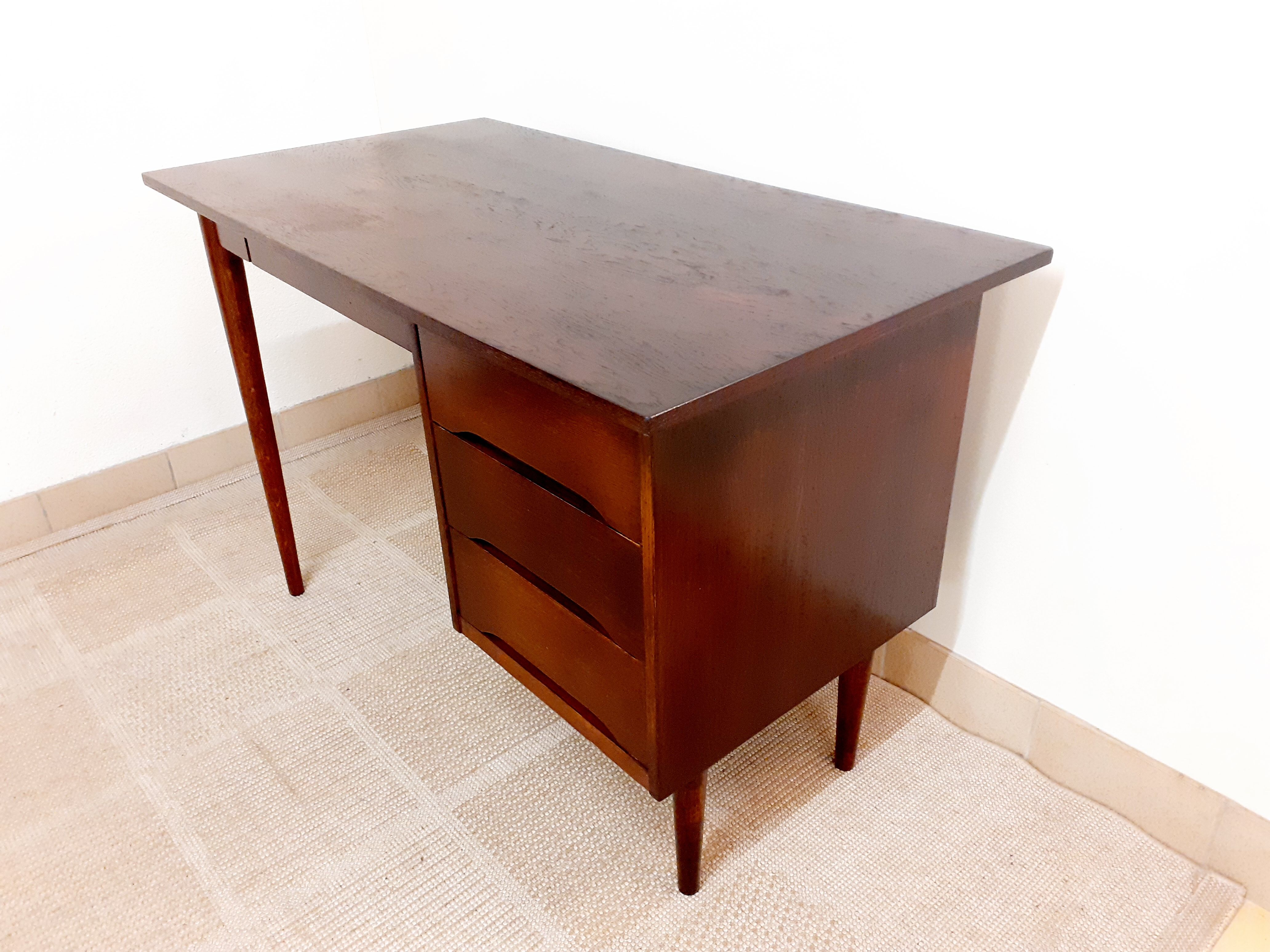 Vintage dark wood desk 50s 60s