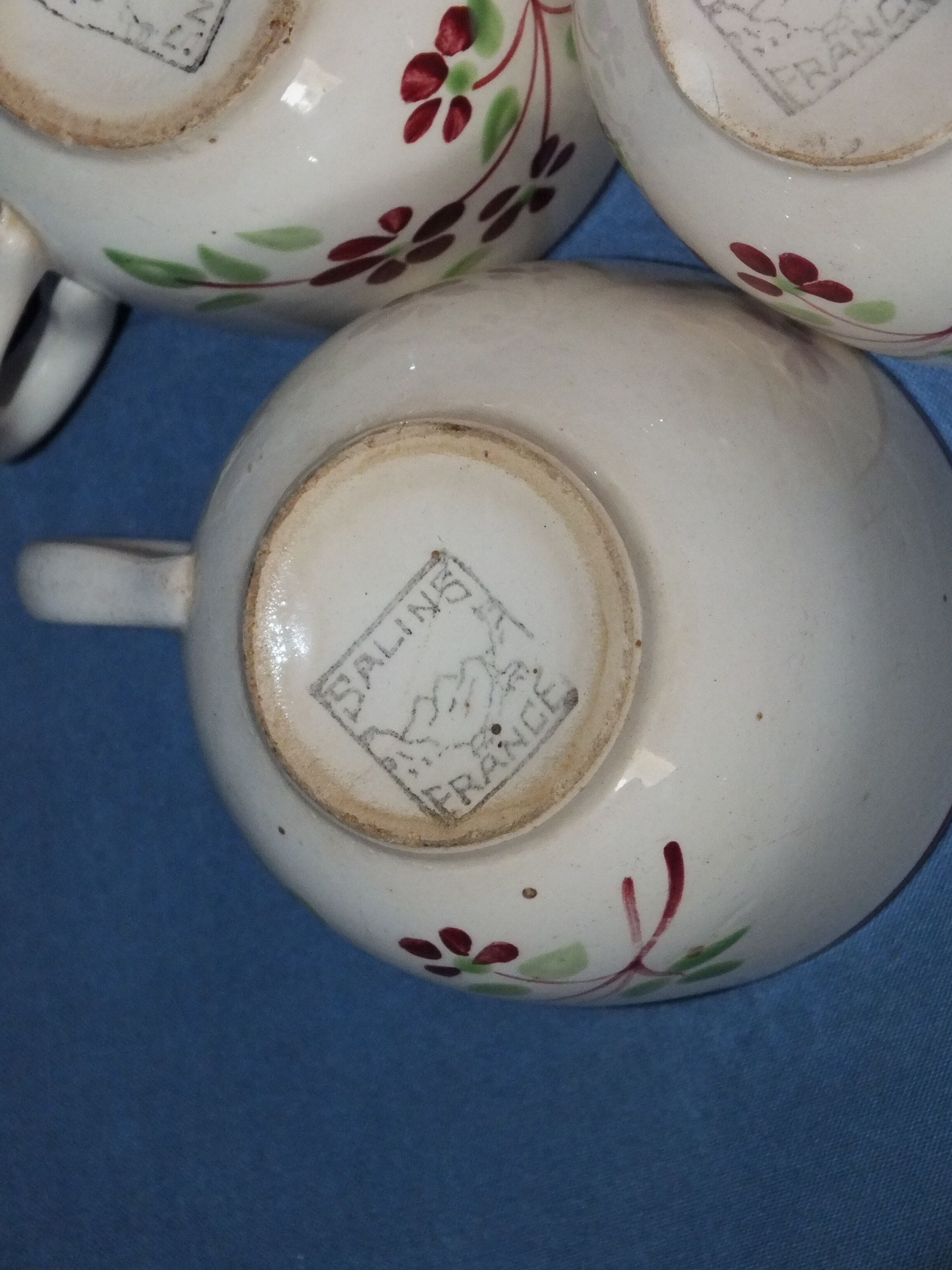 3 vintage cups of Salins earthenware