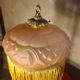 Antique bronze lamp with a pink marbled glass shade 51x21. Inter a l