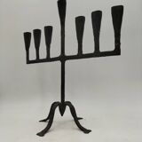 Brutalized wrought iron candle holder