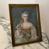 19th-century miniature depicting an 18th-century woman, bronze frame