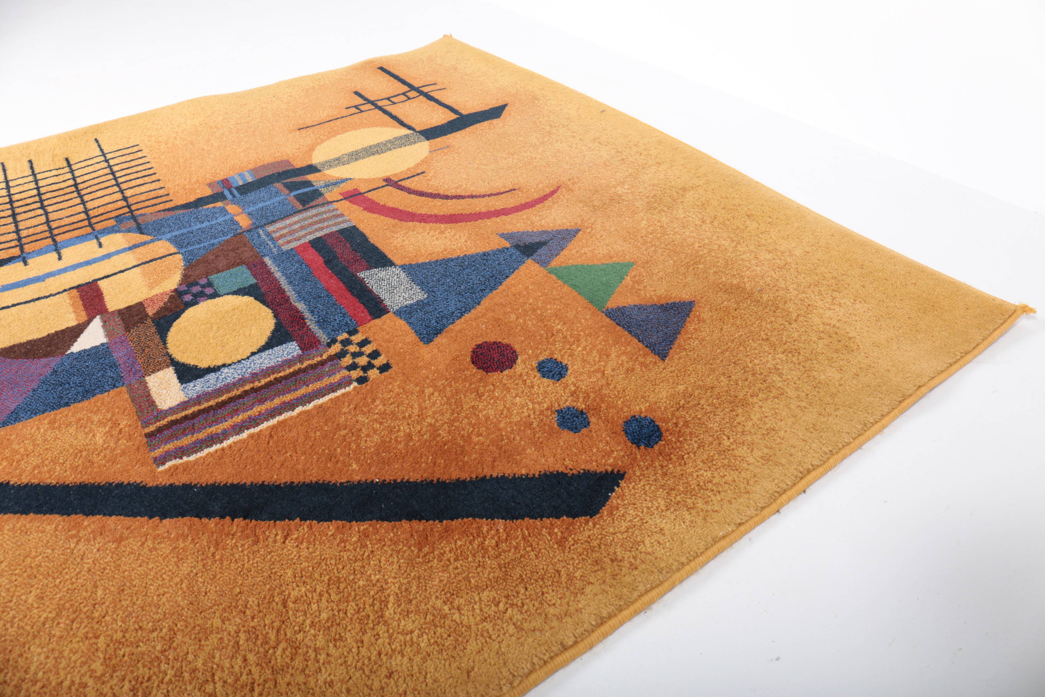 Vintage rug, abstract composition inspired by Kandinsky