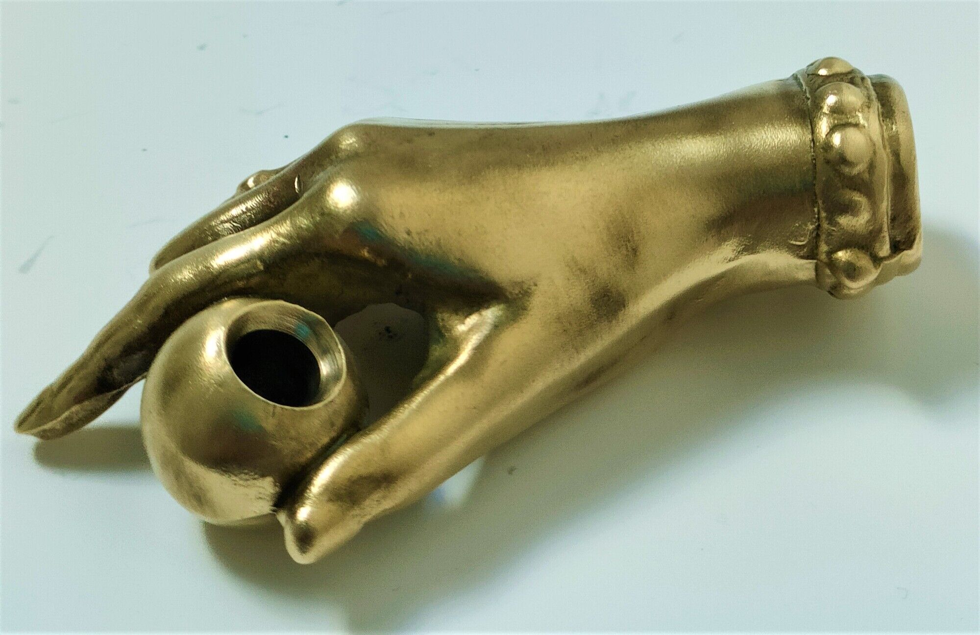 hand bronze art paperweight pen holder early XXth