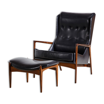 Ib kofod larsen armchair with footrest