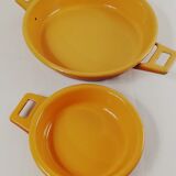 Duo of orange enamelled dishes