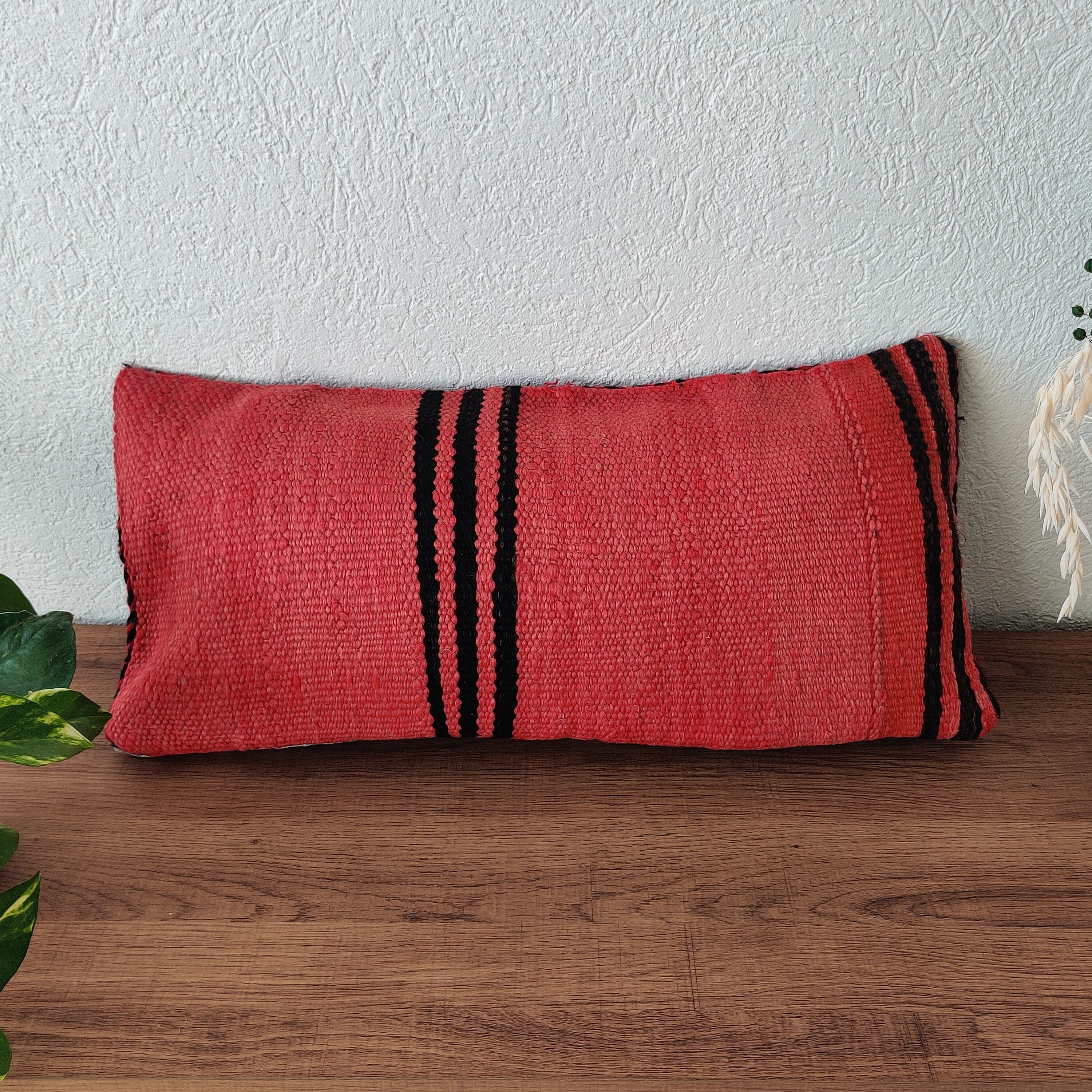 Moroccan Kilim Cushion Vintage green and red