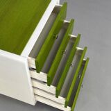 Beige Wood and Green Varnish Bedside Tables, Norway, 1960s, Set of 2