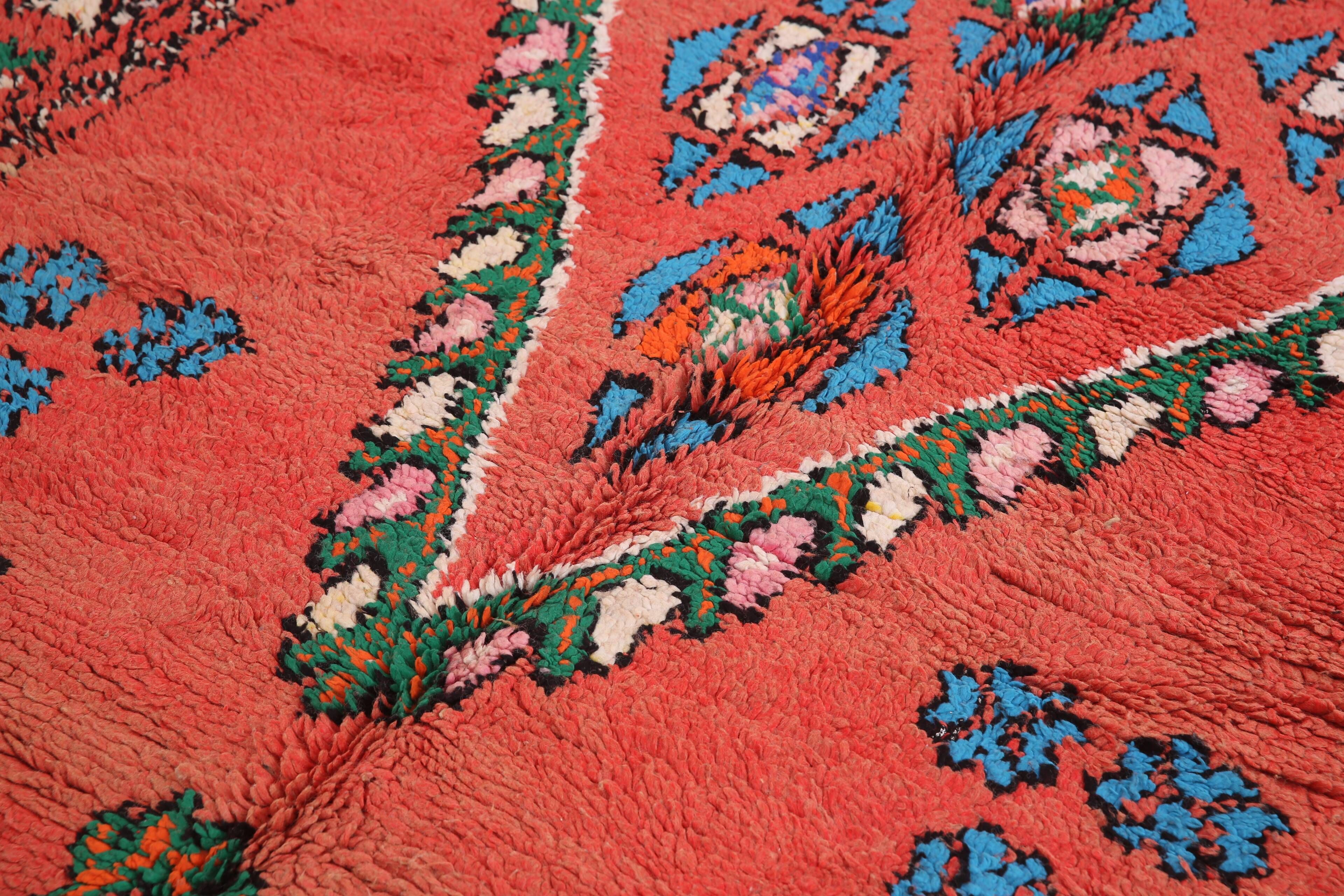 Red Vintage Moroccan rug 186 x 362 cm - Berber Wool Rug - Handmade Rug Boho