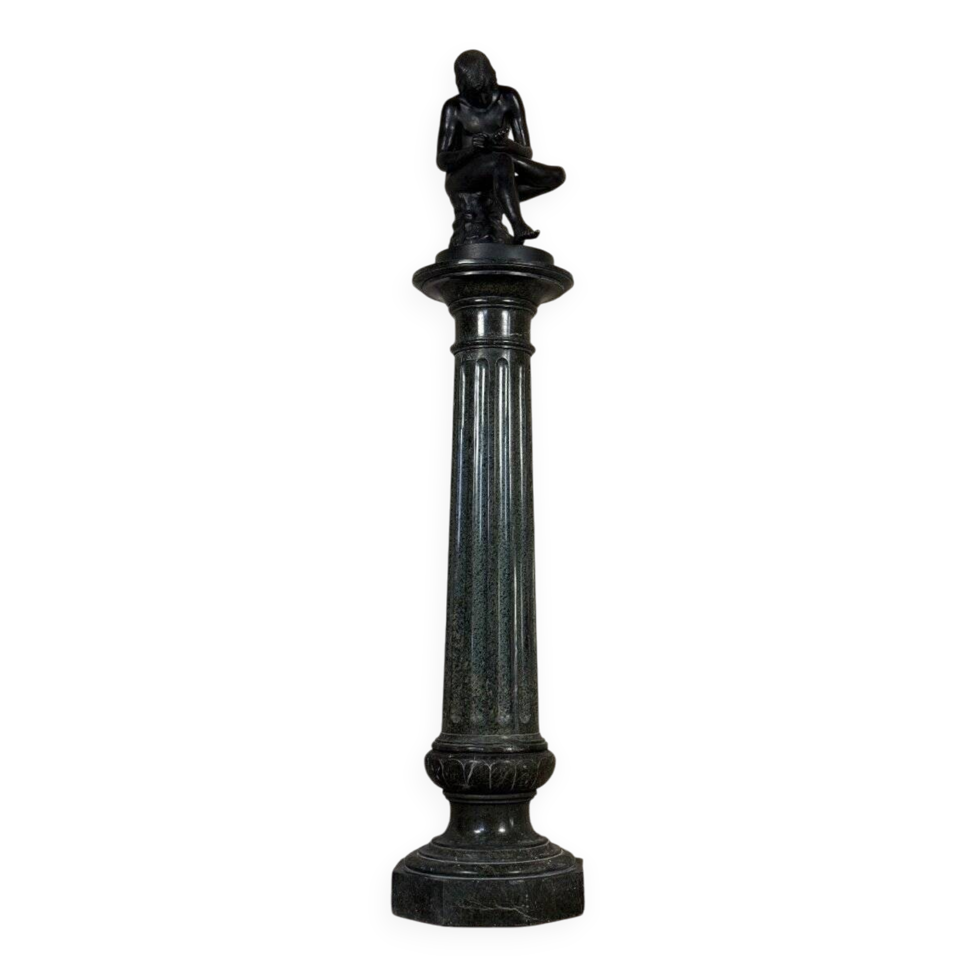 Serpentine Marble Fluted Column, Circa 1880