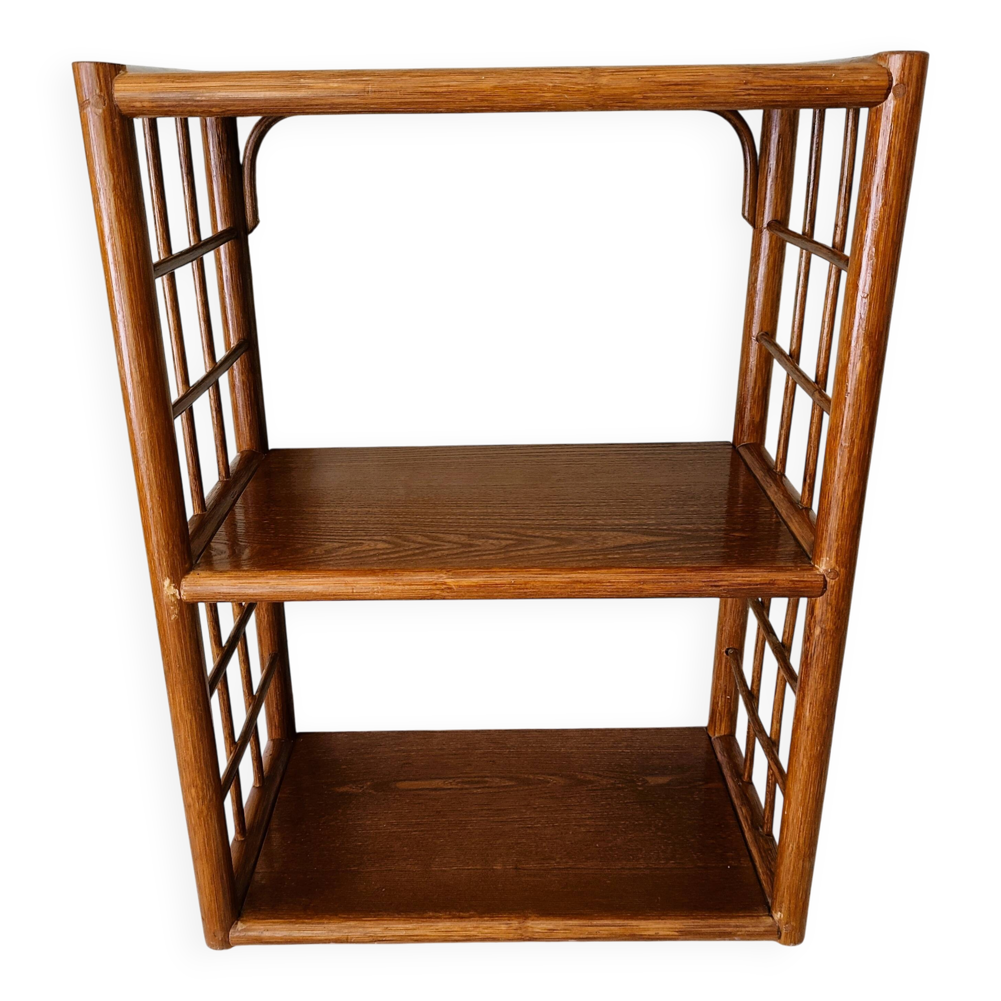 Rattan and wood shelf furniture