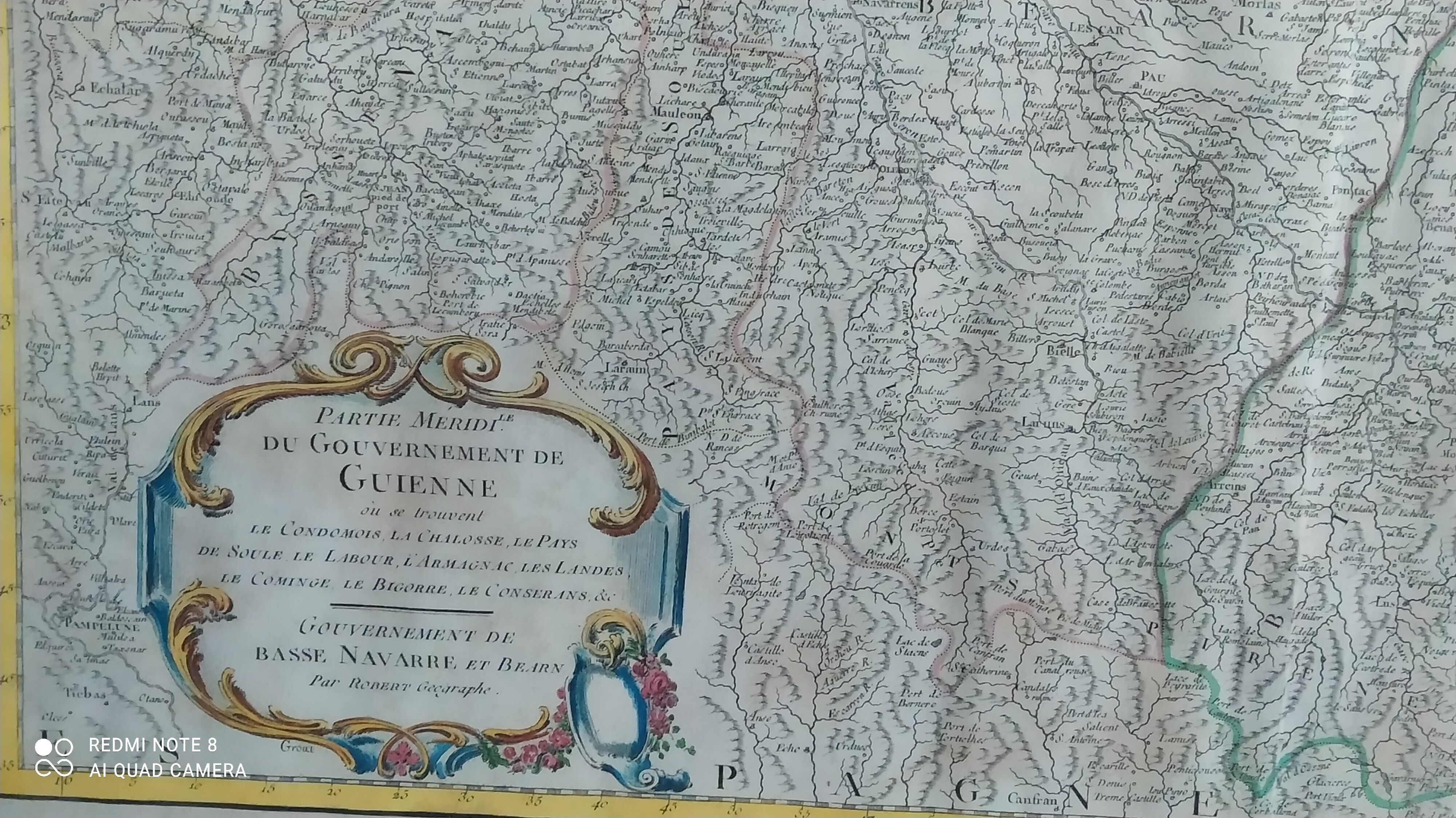 Carte ancienne de Guyenne par de Vaugondy vers 1753
