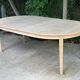 Table à manger scandinave ronde extensible rénovée en bois brut 210cm
