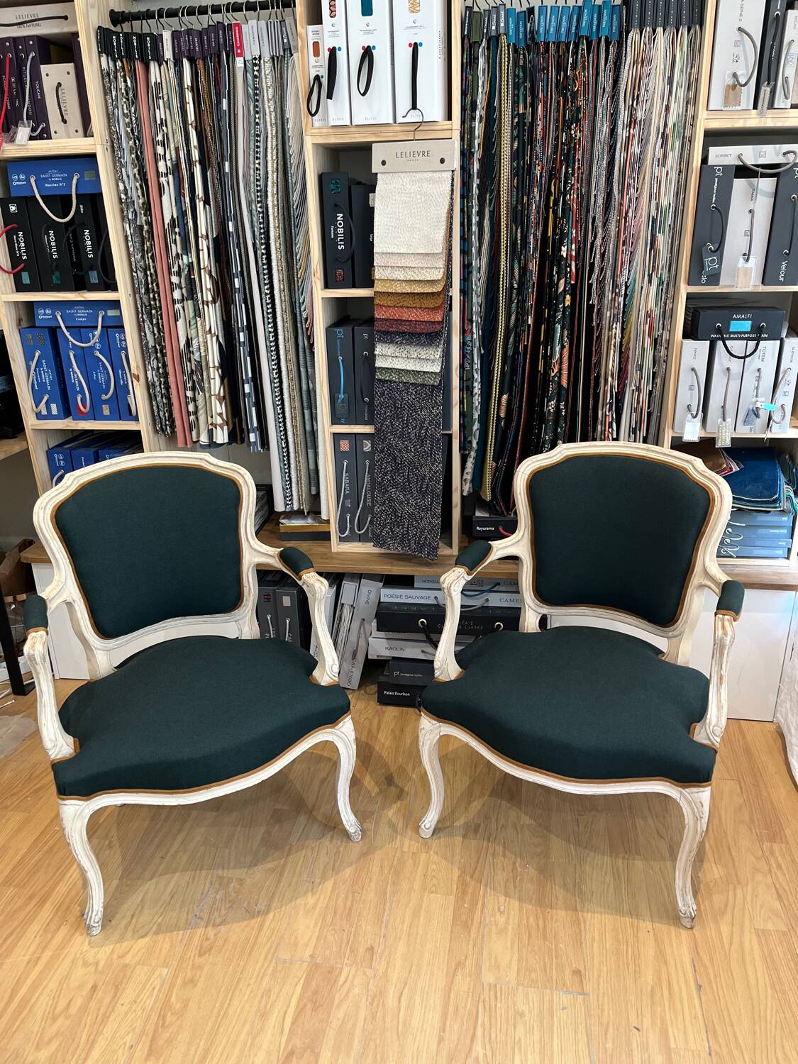 Pair of cabriolet armchairs