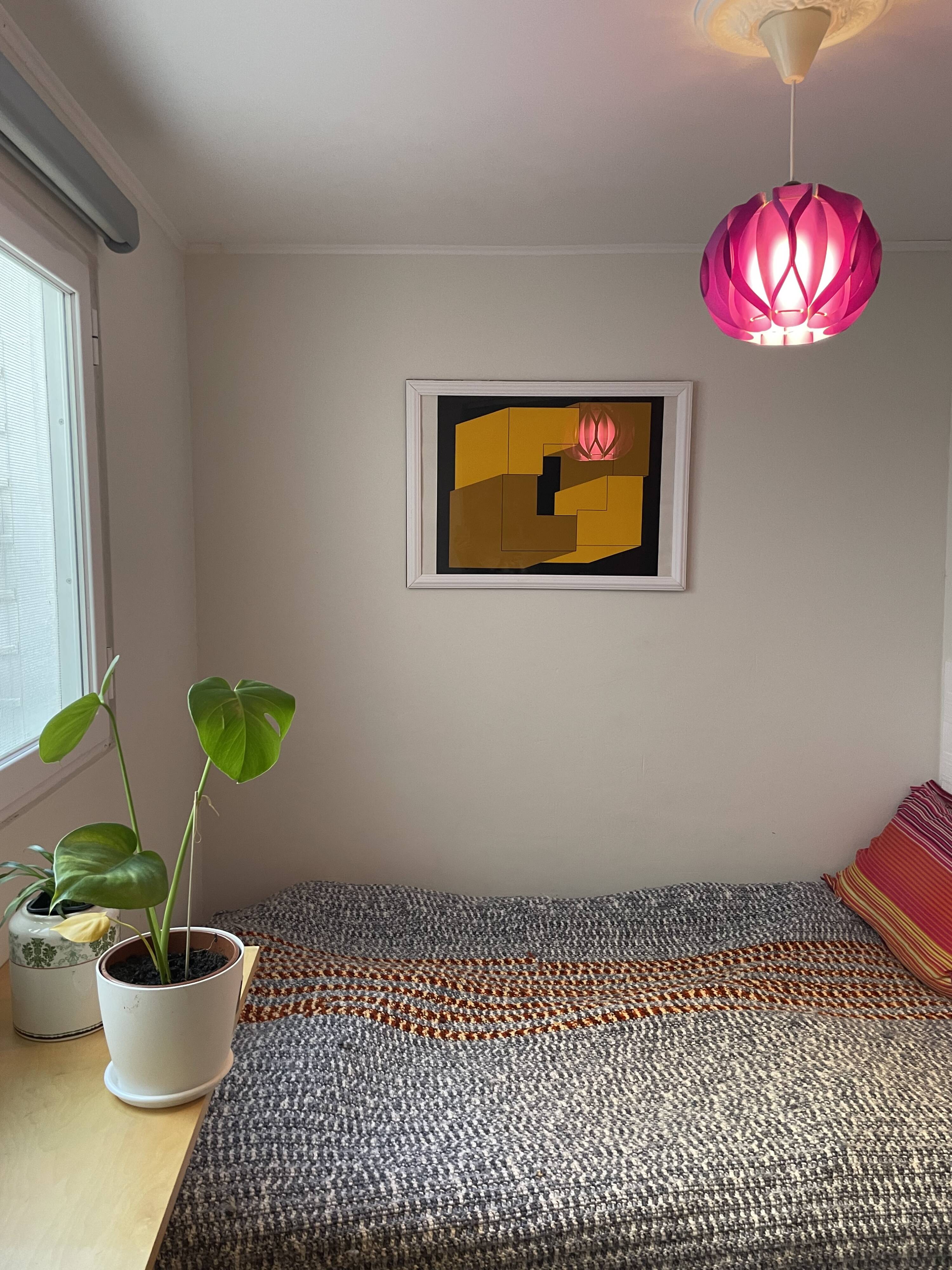 Purple Mid Century Modern lamp from 1970s