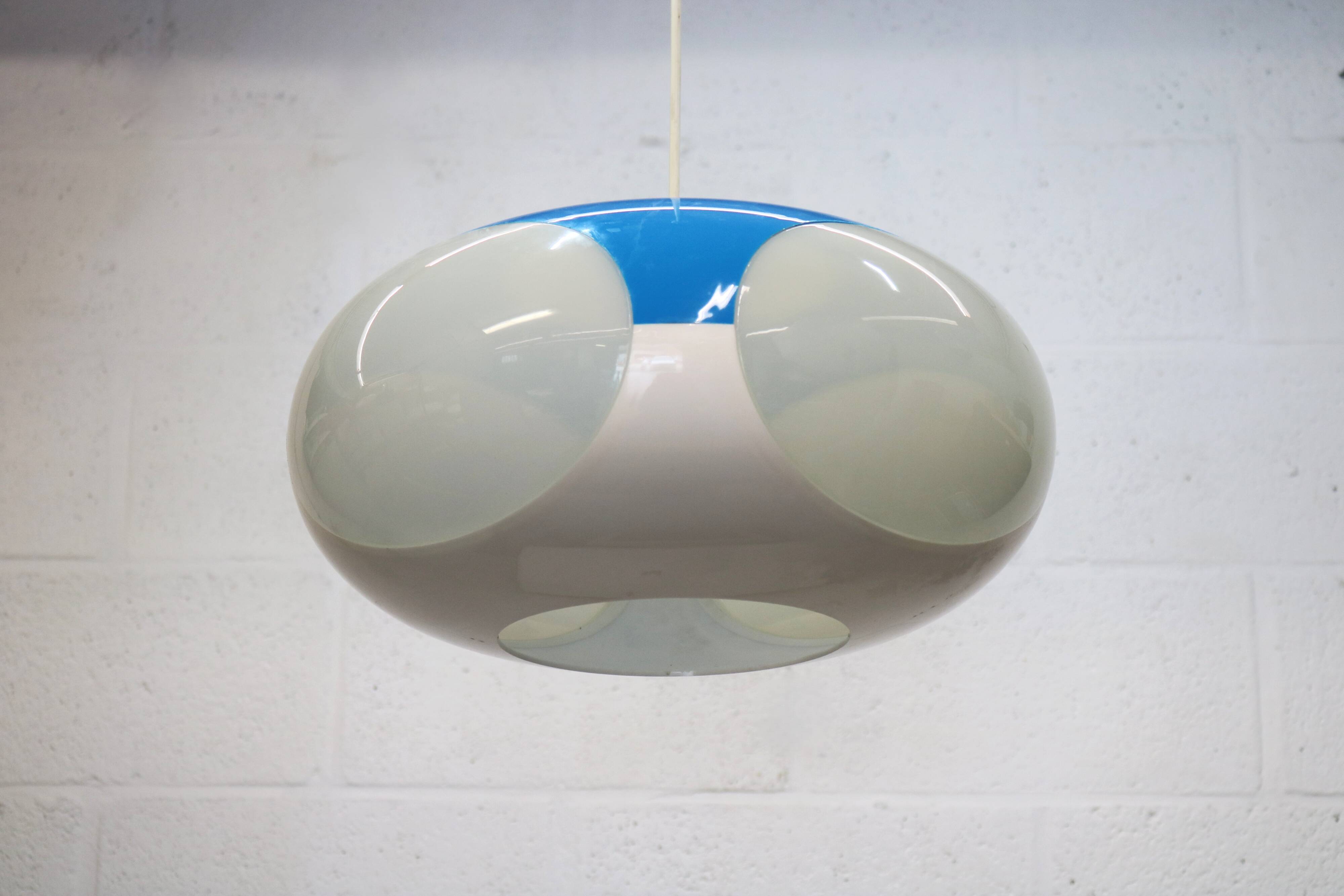 Unique Space age bug eye ufo lamp *** Massive Belgium *** blue and white