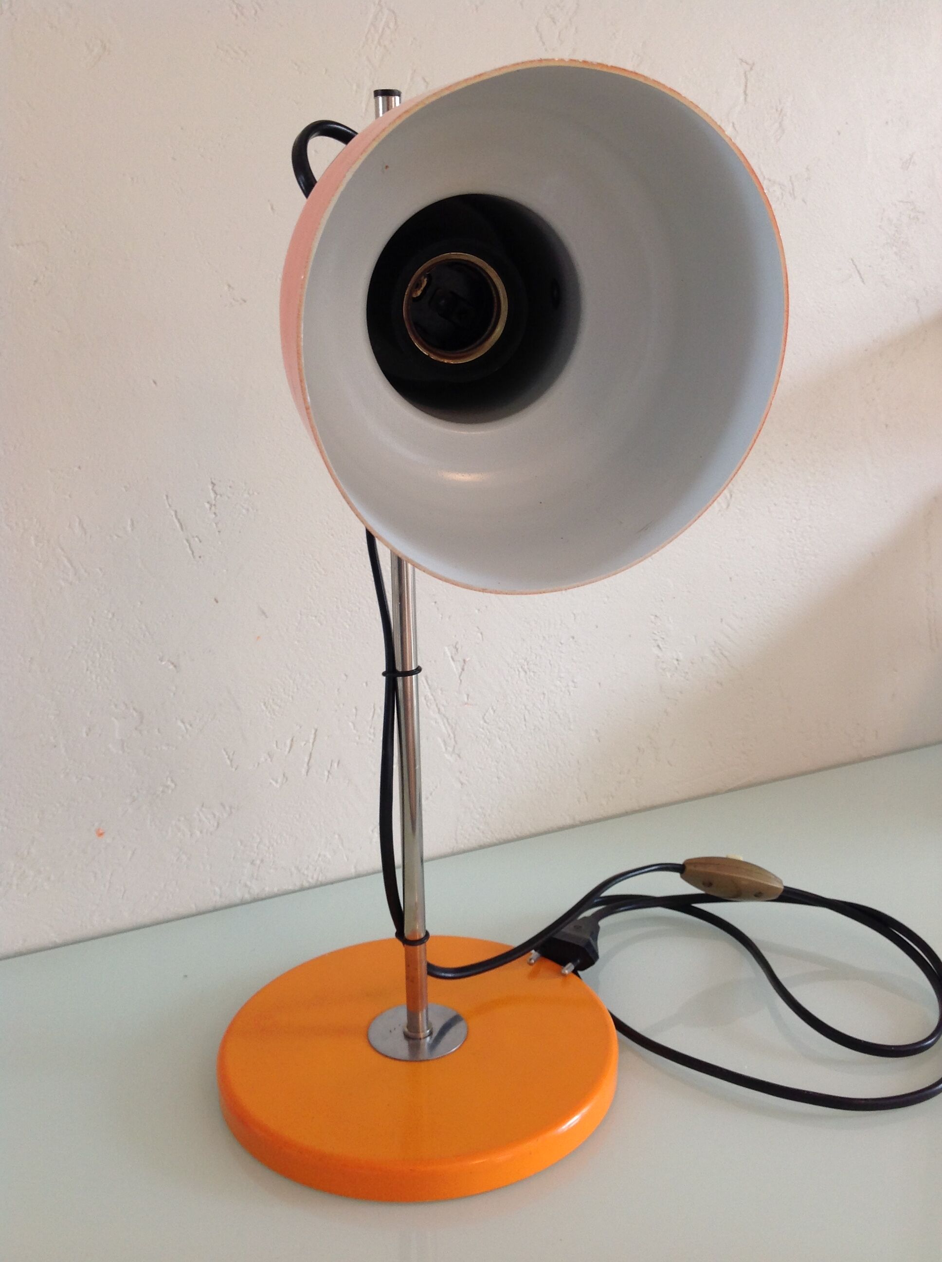 Sliding desk lamp orange vintage 70s