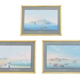 Neapolitan gouaches: View of Naples. 19th century. Giuseppe Scoppa (attributed)