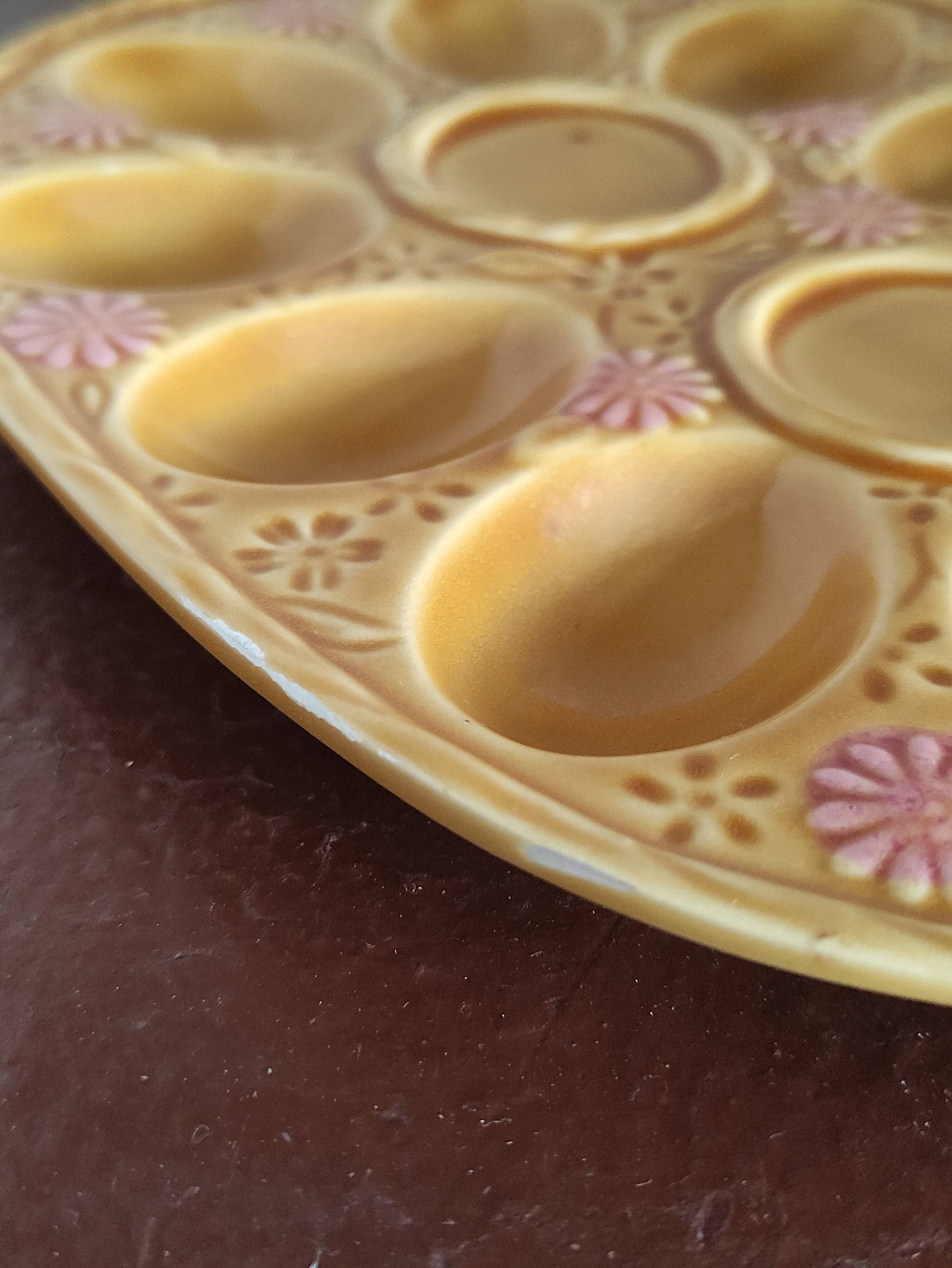 Vintage egg tray in glazed stoneware