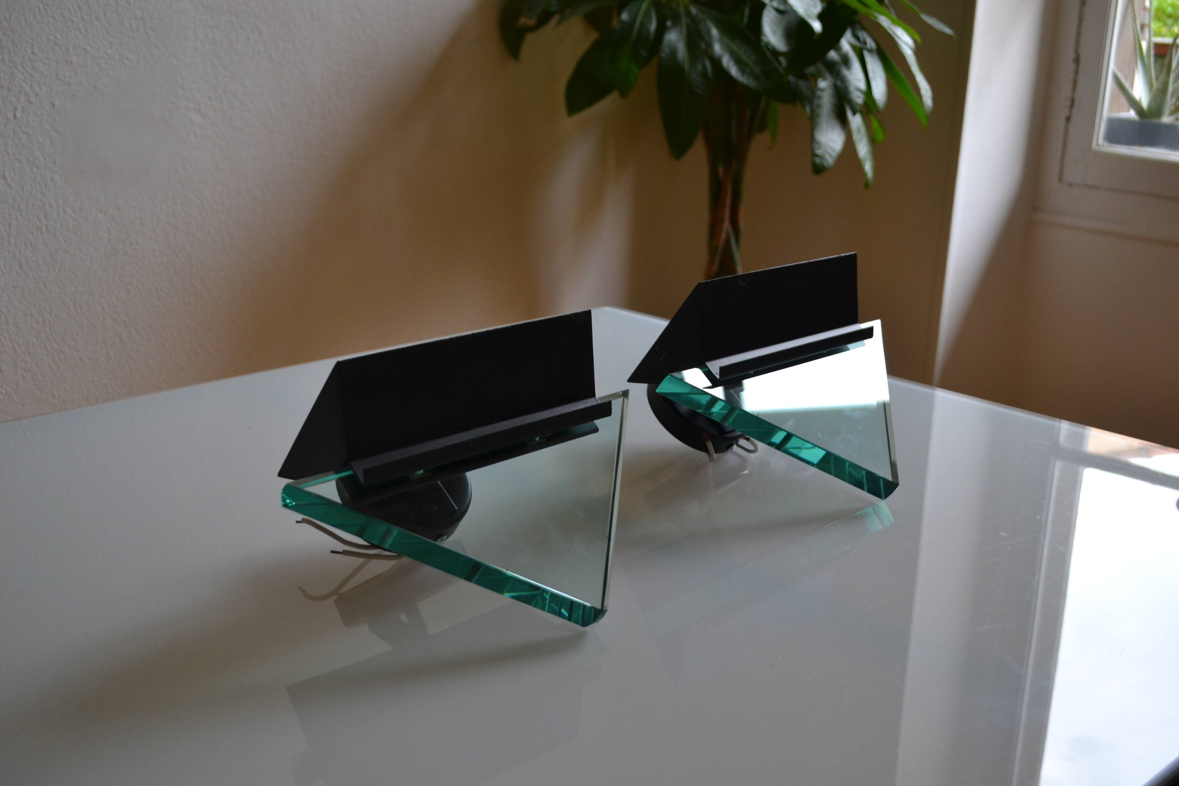 Pair of postmodernist wall sconces, 1980