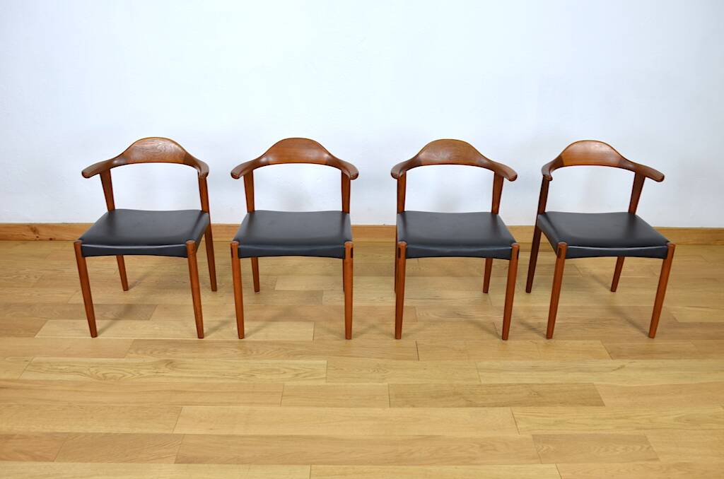 4 chaises danoises en teck par Jacob Hermann pour Randers Mobelfabrik