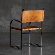Cognac Leather Armchair, Black Lacquer Steel Frame, Belgium, 1960s