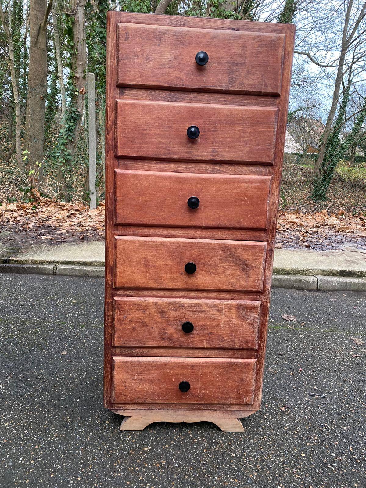 Art Deco chest of drawers, 1950s, in wood