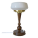 Art Deco Table Lamp | Vintage White Opaline Mushroom Glass | Restored Solid Wood | Fully Rewired | Bauhaus Style