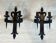 Important pair of wrought iron wall sconces "with fleur-de-lis" featuring 2 light arms in Gothic style.