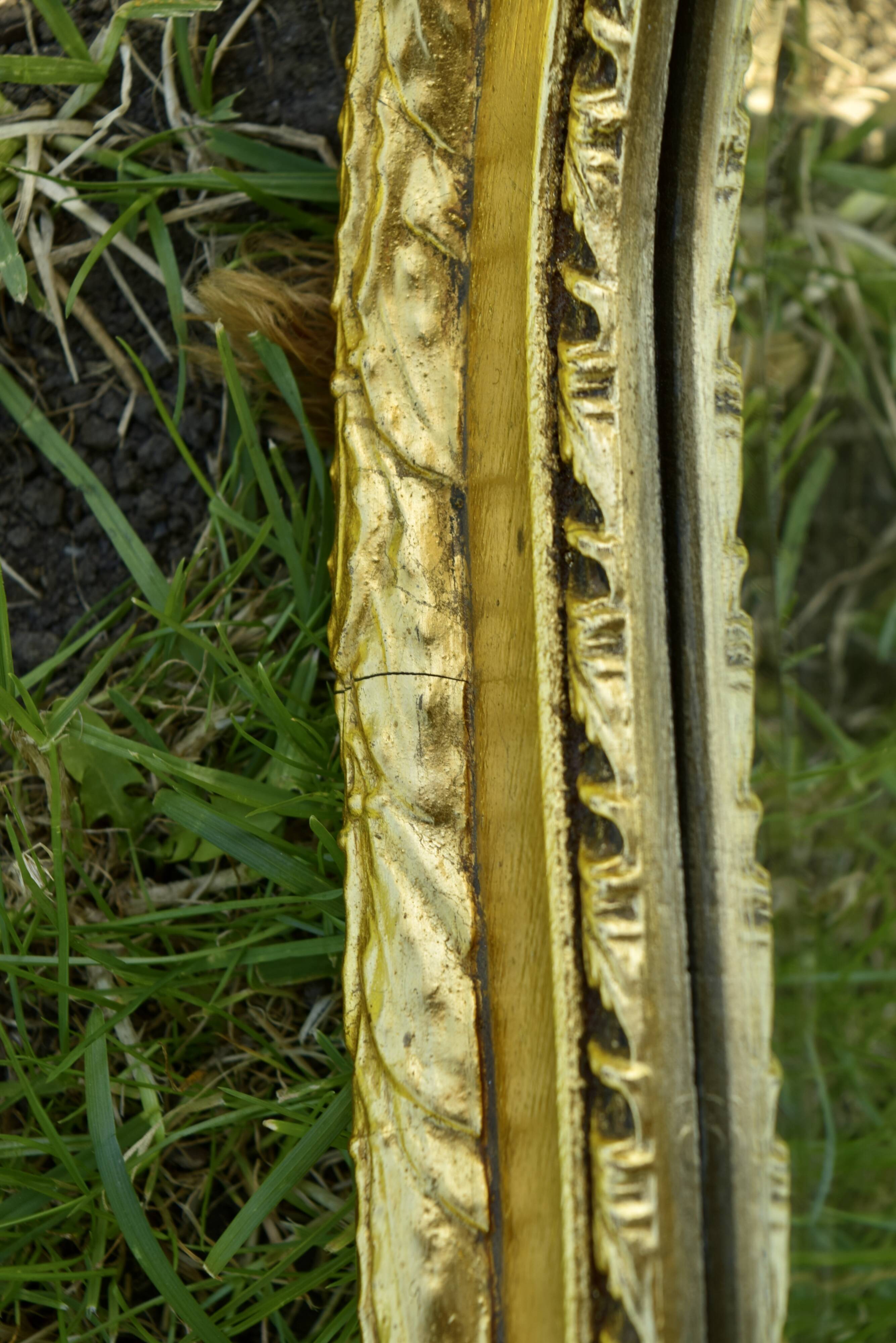 Large Louis XVI style beveled mirror in gilded painted wood - H: 78 cm - 1960