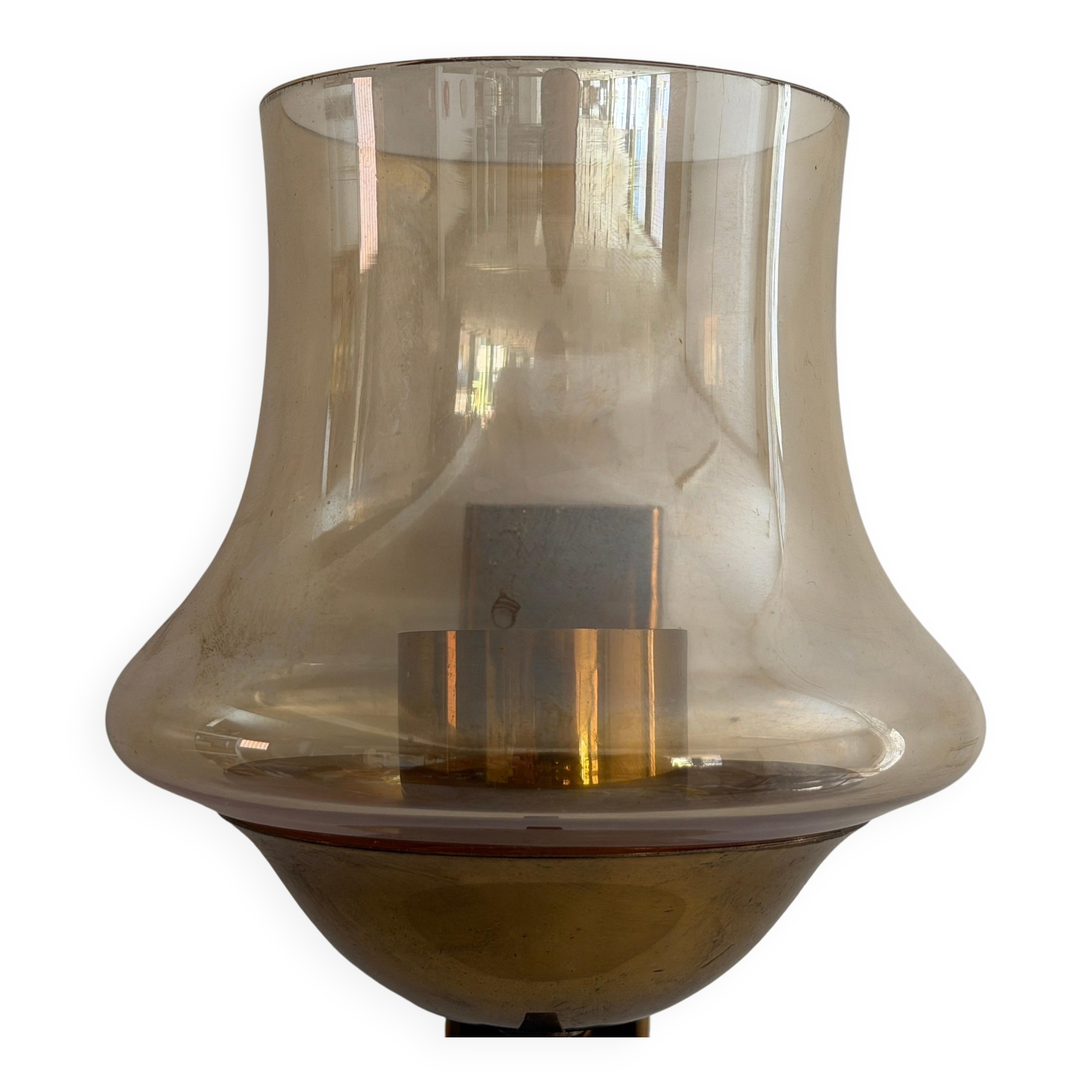 Yellow glass and brass wall light from the mid-century, 1960, Germany.