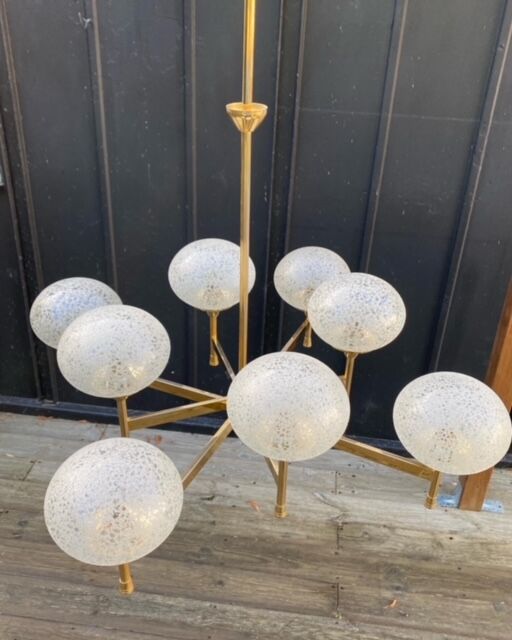 Lustre doré 8 globes vintage 1970