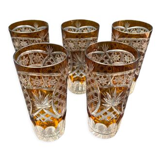 5 Grands verres forme gobelet en cristal