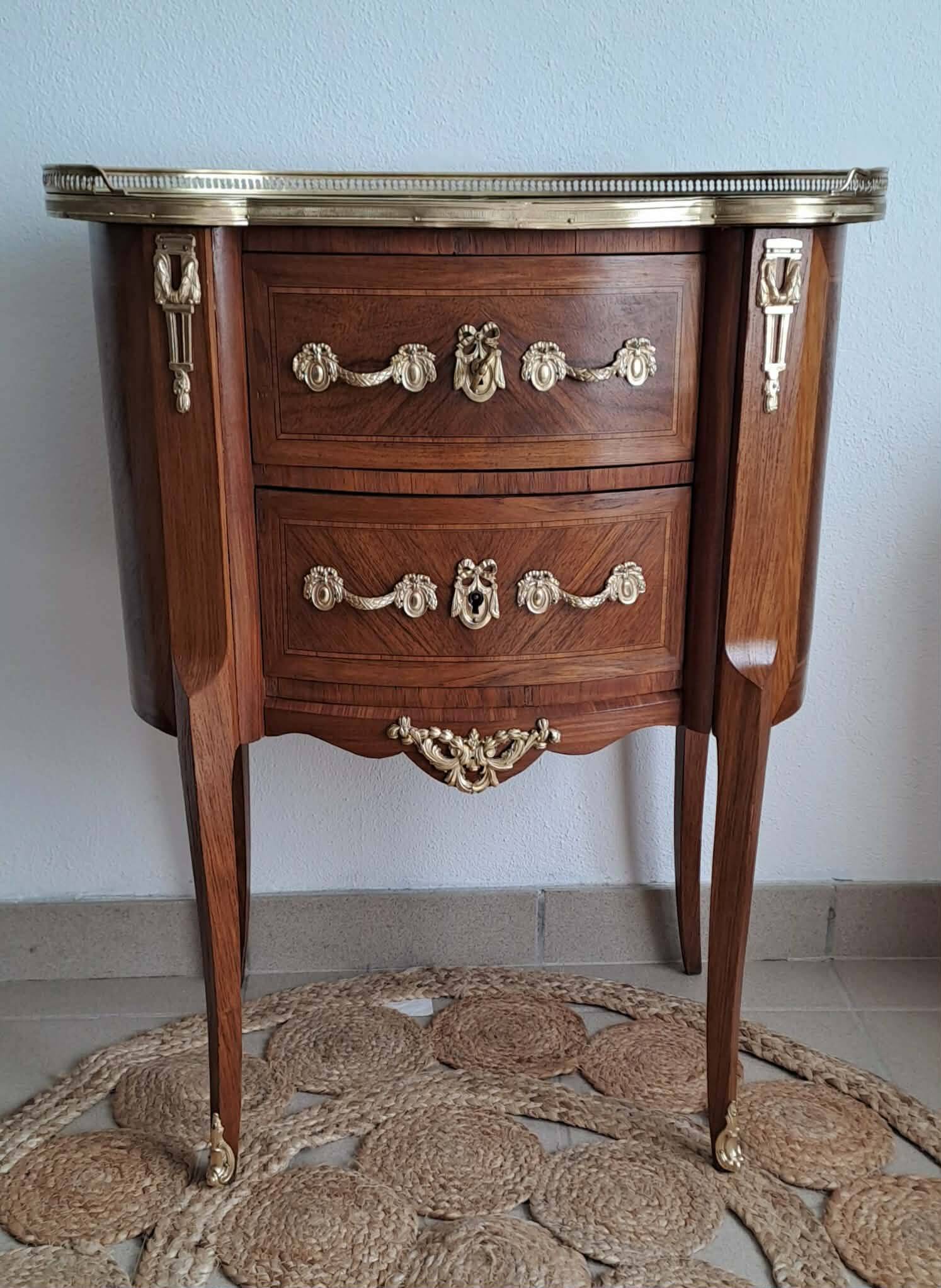 Louis XVI style marquetry bedside table