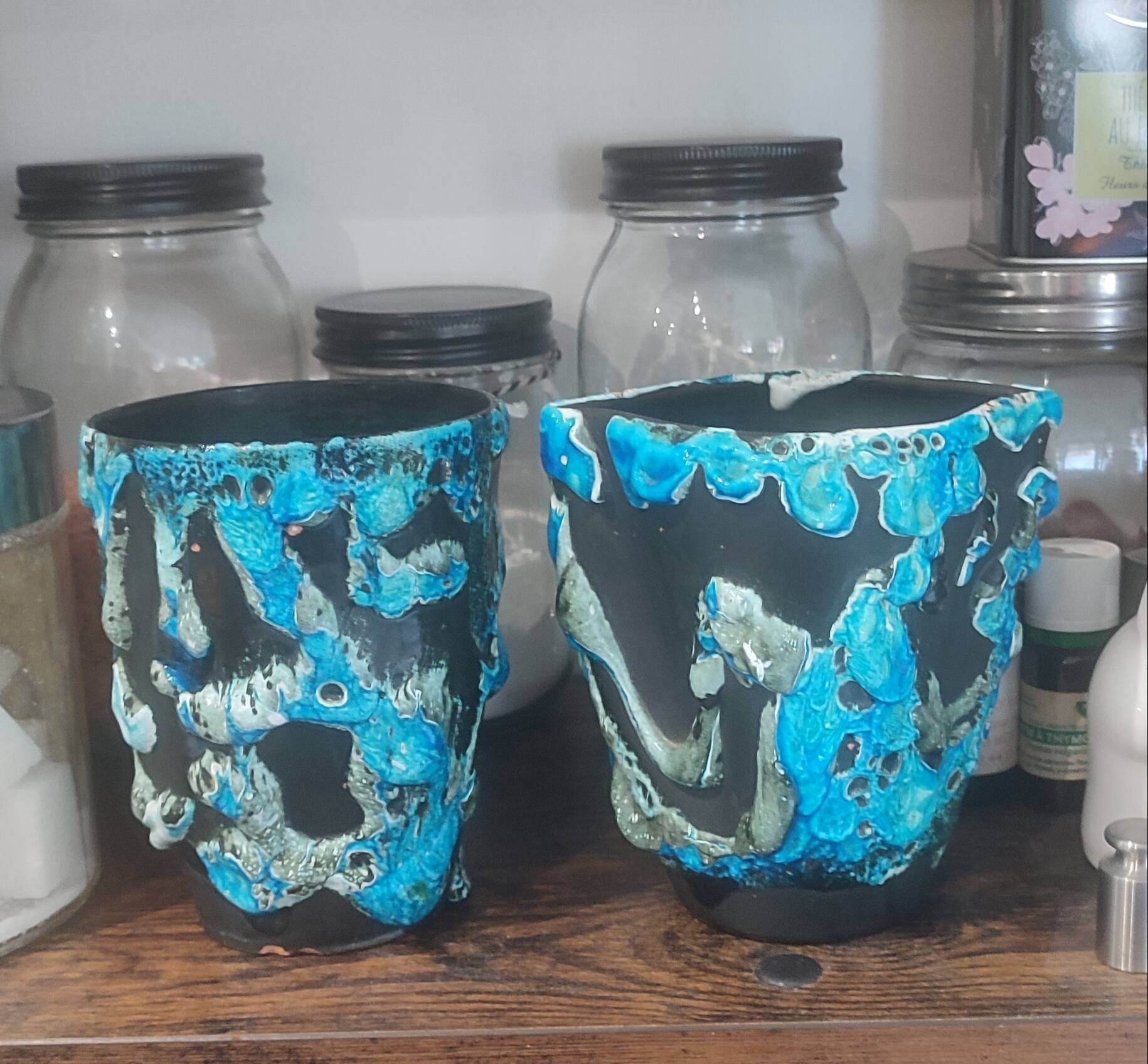 Milk jug and ceramic cup Cyclope Émaux des Glaciers Charles Cart