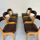 Set of 6 Baumann curved wood and imitation leather chairs, gondola model, 70s